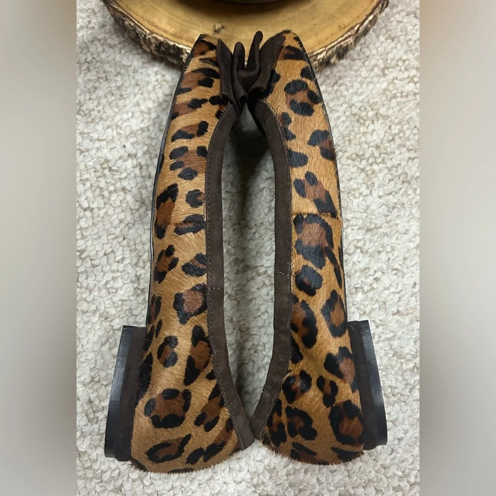 Lauren Ralph Lauren Size 7 Calf Hair Leopard Flats with Suede Bow